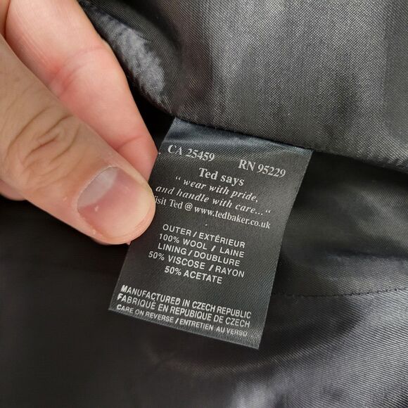 TED BAKER Black Dot 2 Button Lined Long Sleeve Wool Blazer Jacket SIZE 2 US 6 - Picture 11 of 13